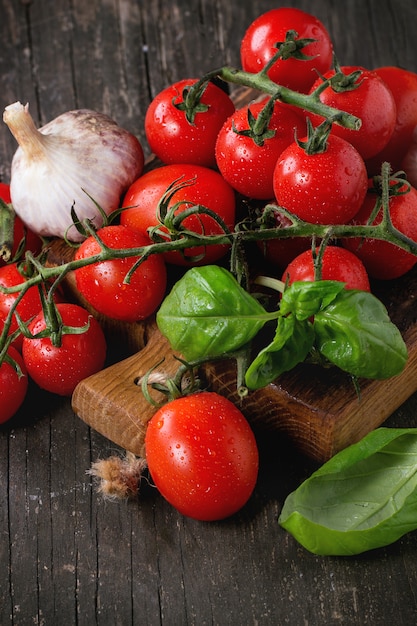 Assortment of tomatoes and vegetables