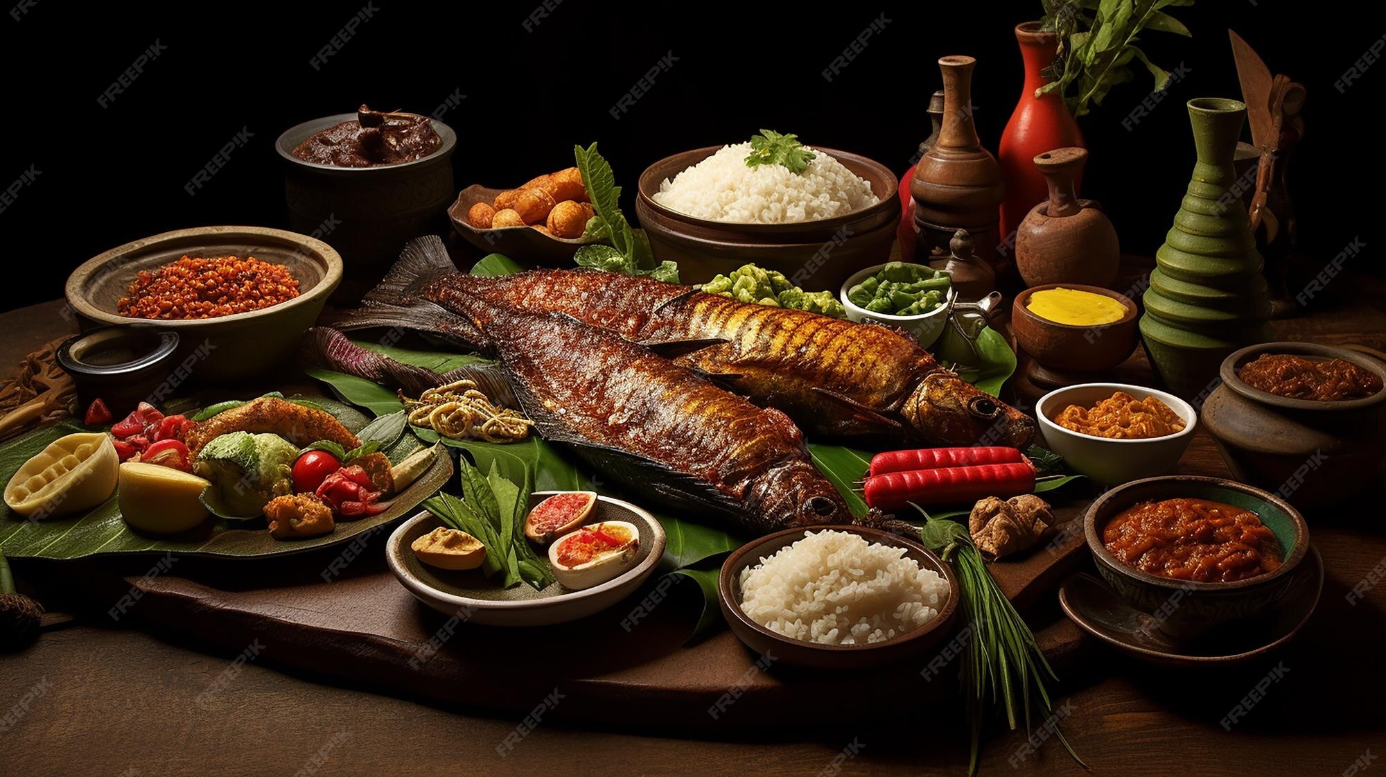 Premium Photo | Assortment of traditional Indonesian foods generative ai