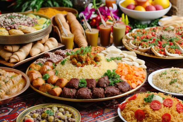 assortment of traditional Middle Eastern Ramadan delicacies