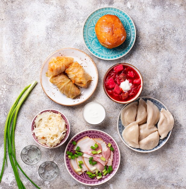 Premium Photo | Assortment of traditional ukrainian food
