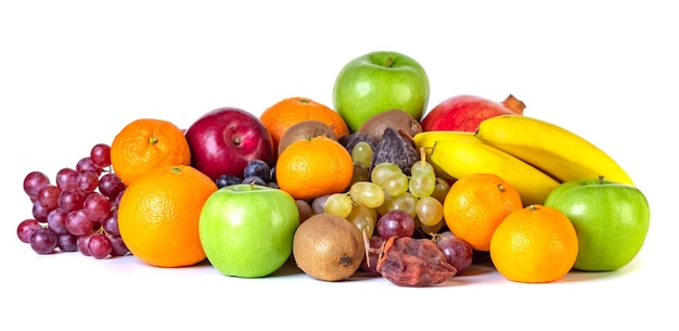 Assortment or tropical fruits isolated on white. Fruit