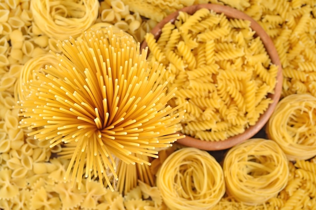 Assortment of uncooked Italian pasta