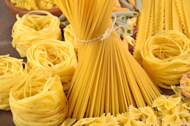 Assortment of uncooked Italian pasta