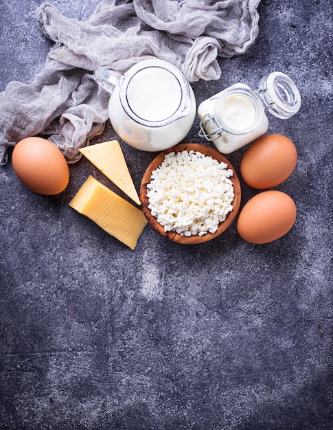 Assortment of various dairy products.