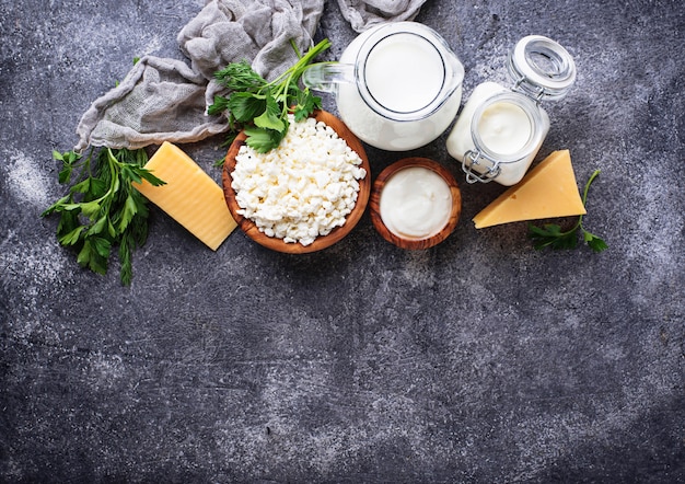 Assortment of various dairy products.