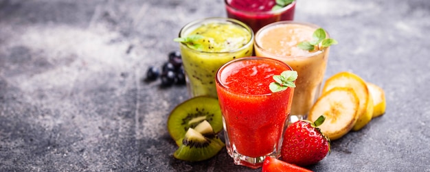 Assortment of various healthy smoothies