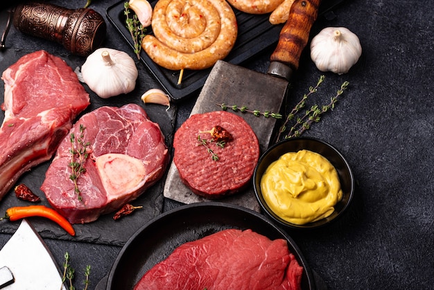 Assortment of various types of meat