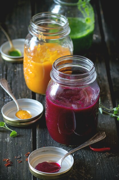 Assortment of vegetable smoothies