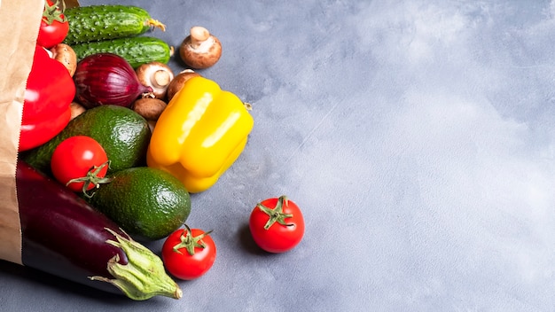 Assortment of vegetables in a paper bag