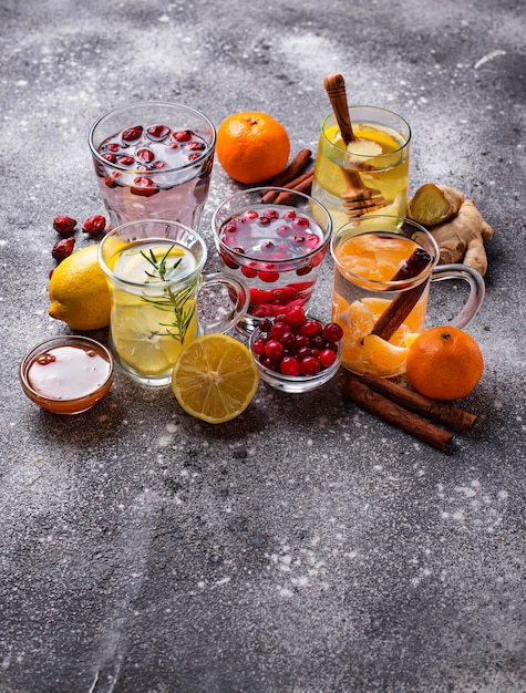 Assortment of winter healthy tea for immunity boosting 