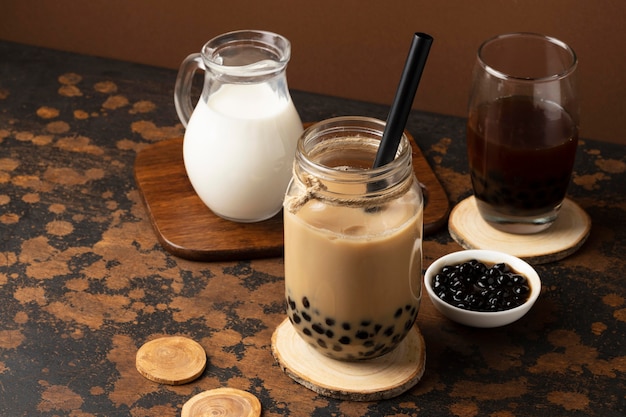 assortment with delicious traditional thai tea