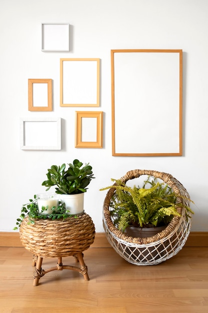 Photo assortment with different empty frames