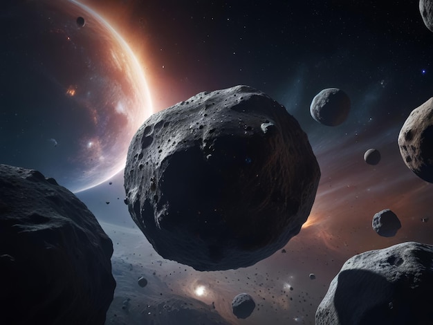 asteroid belt in deep space Stones among the stars planet