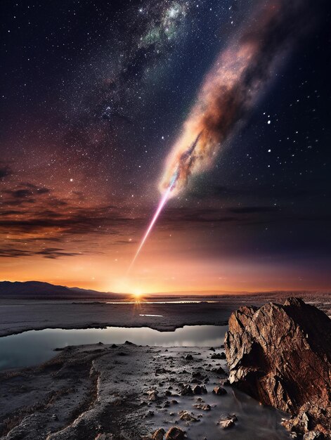 Фото Астероид, входящий в атмосферу земли, создан с помощью генеративного ии