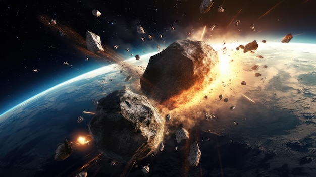 An asteroid falls to Earth Generative AI