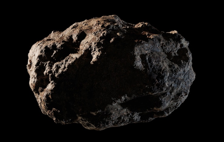Photo asteroid isolated on black background