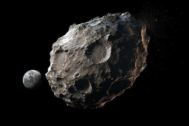 Foto asteroide isolato sullo sfondo scuro