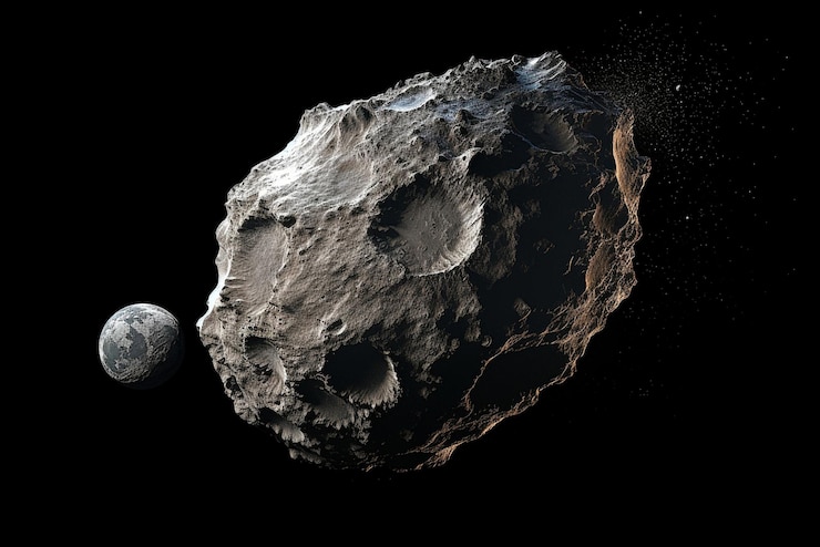 Photo asteroid isolated on dark background