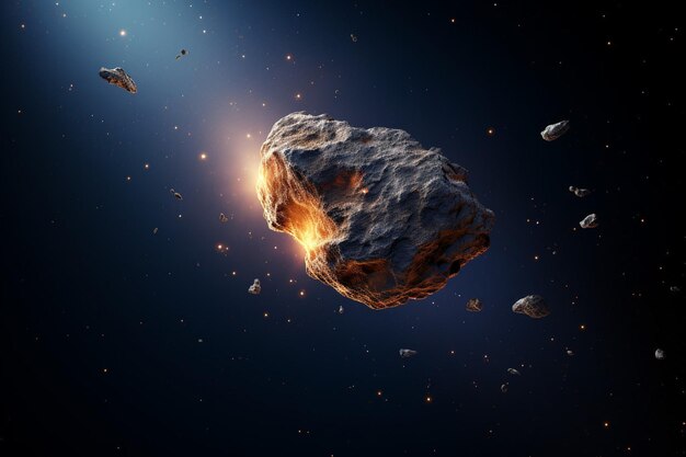 Foto asteroïde in de ruimte achtergrond