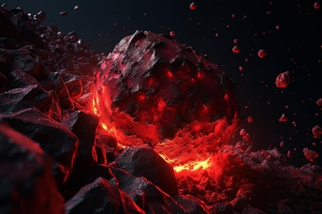 Asteroïde rode filmische explosie Genereer AI