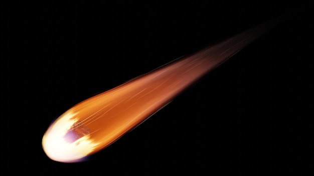 Asteroïde val van een komeet op de aarde Armageddon ramp gevaar meteoriet Enorme vurige komeet vliegt in de ruimte naar de aarde 3d render
