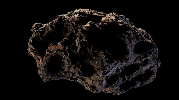 Asteroïden vliegen in de ruimtegordel van grote metalen asteroïden Rotsen en puinzwerm vliegen door de ruimte kosmische achtergrond 3d render