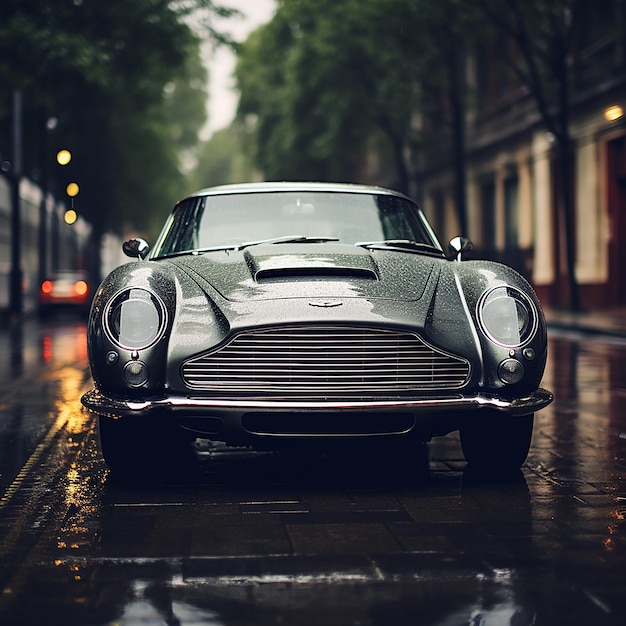 写真 雨の中のアストンマーティンの車