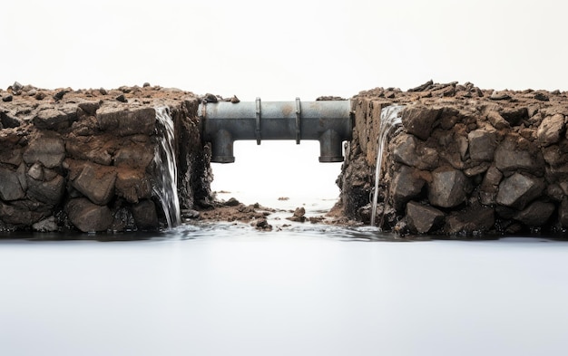 Astonishing Canal Drainage System on White or PNG Transparent Background