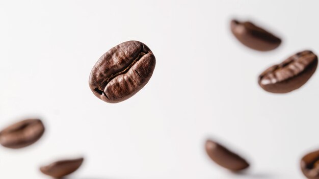 Astonishing Levitating Coffee Beans A Captivating Sight on a White Background