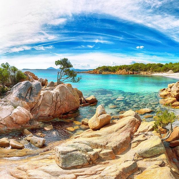 Astonishing view of Capriccioli beach in Costa Smeralda