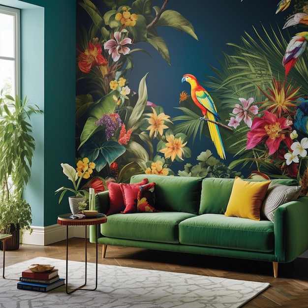 Astonishing wallpaper Jungle Jive Lush greenery and tropical bird motifs