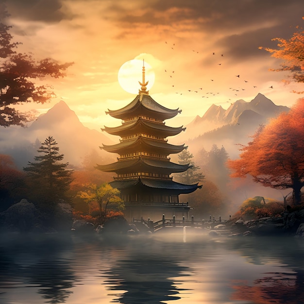 Astonishing Wallpaper Pagoda Peace