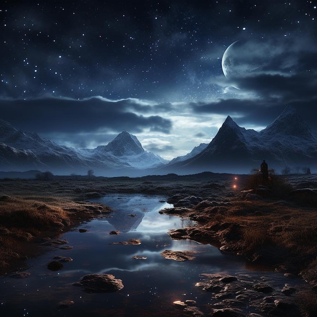 Astral Atmosphere Night Landscape Photo