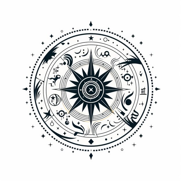 Astral Journey Minimalistic Astrology Logo in Line Art on a White Canvas