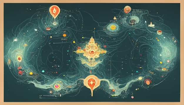 Astral Planes in 7 Levels Map Illustration