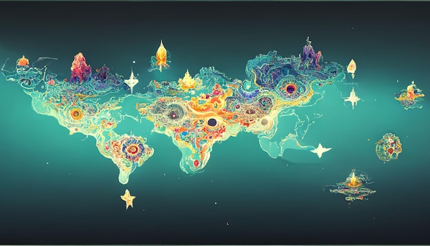 Astral Planes in 7 Levels Map Illustration