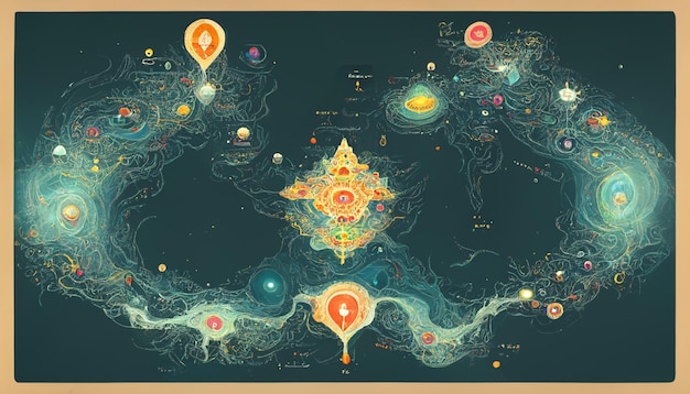 Astral Planes in 7 Levels Map Illustration