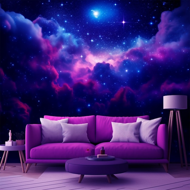 astral wallpaper composition with purple sky