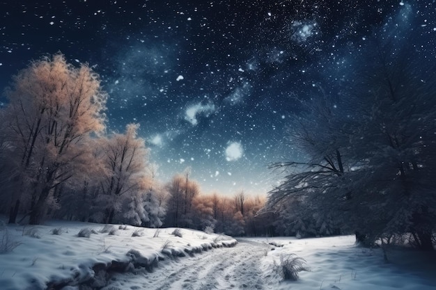 Astrale wallpapers samenstelling met sneeuw generatieve ai