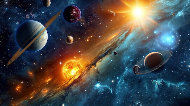 写真 惑星とコピースペースの占星術の背景