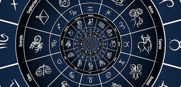 Астрологический фон со знаками зодиака и символом