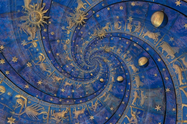 Astrological background with zodiac signs and symbol