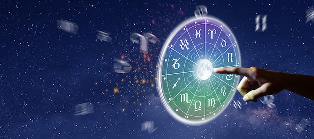 Foto segni zodiacali astrologici all'interno del cerchio dell'oroscopo il potere del concetto dell'universo