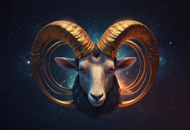 astrologie Steenbok sterrenbeeld Realistisch 3D-illustratie ram of mouflon hoofd Zodiac kenmerken