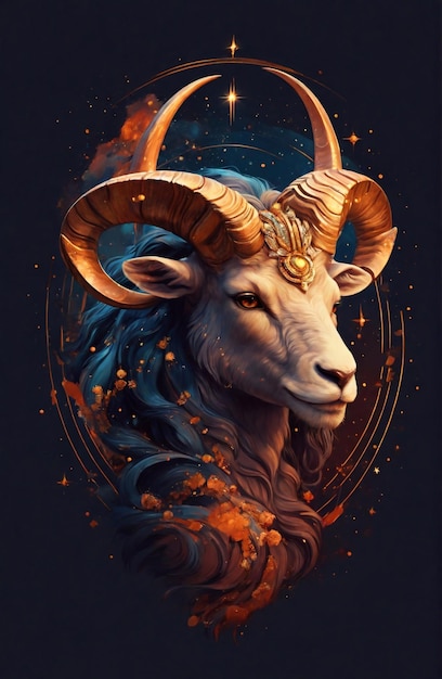 astrologie Steenbok sterrenbeeld Realistisch 3D-illustratie ram of mouflon hoofd Zodiac kenmerken