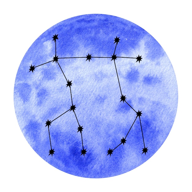 Foto astrologische lucht elementen sterrenbeelden horoscoop pictogrammen instellen tweelingen weegschaal waterman hand tekenen aquarel illustratie geïsoleerd op een witte achtergrond voor logo kalender