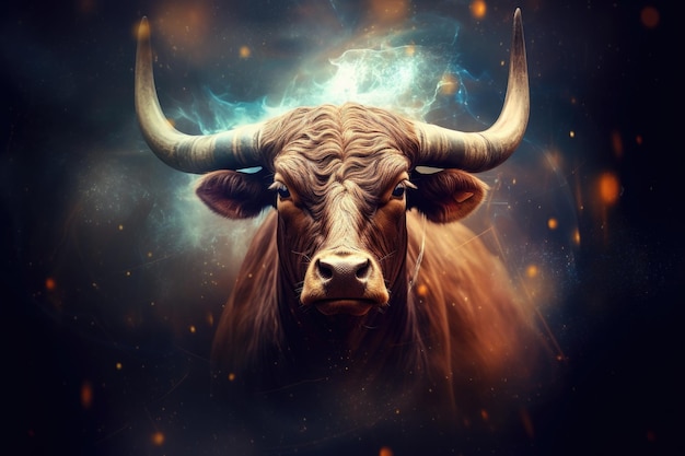 Astrology calendar Taurus magical zodiac sign astrology Esoteric horoscope and fortune telling concept Taurus zodiac in universe Generative Ai