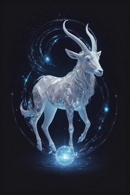 Фото Астрология козерог зодиакальный знак реалистическая 3d-иллюстрация баран или голова муфлона характеристики зодиака