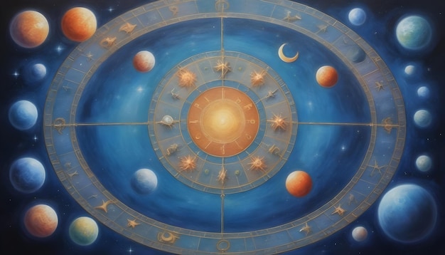 Астрологический гороскоп круг картина планеты