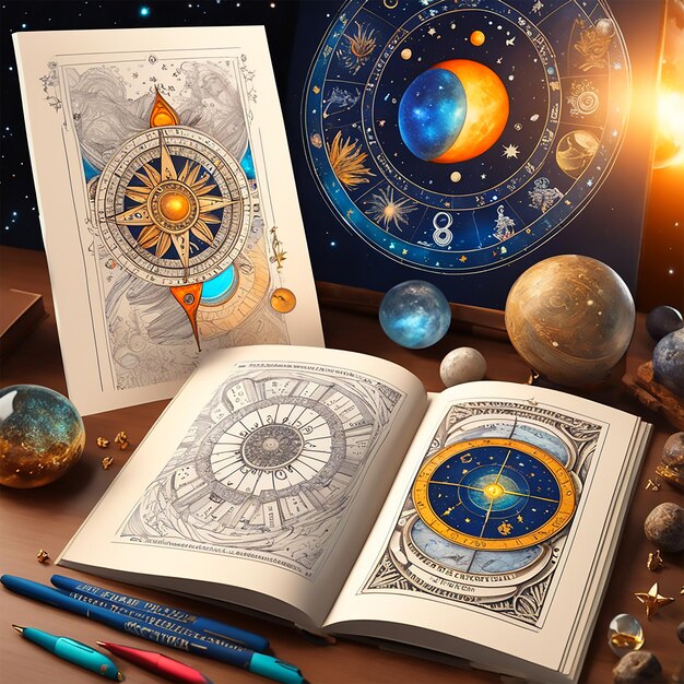 Photo an astrology themed bookmark with zodiac signs and celestial illustrations cosmic reading clos